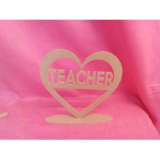4mm Thick MDF Teacher Heart Standing 200mm wide